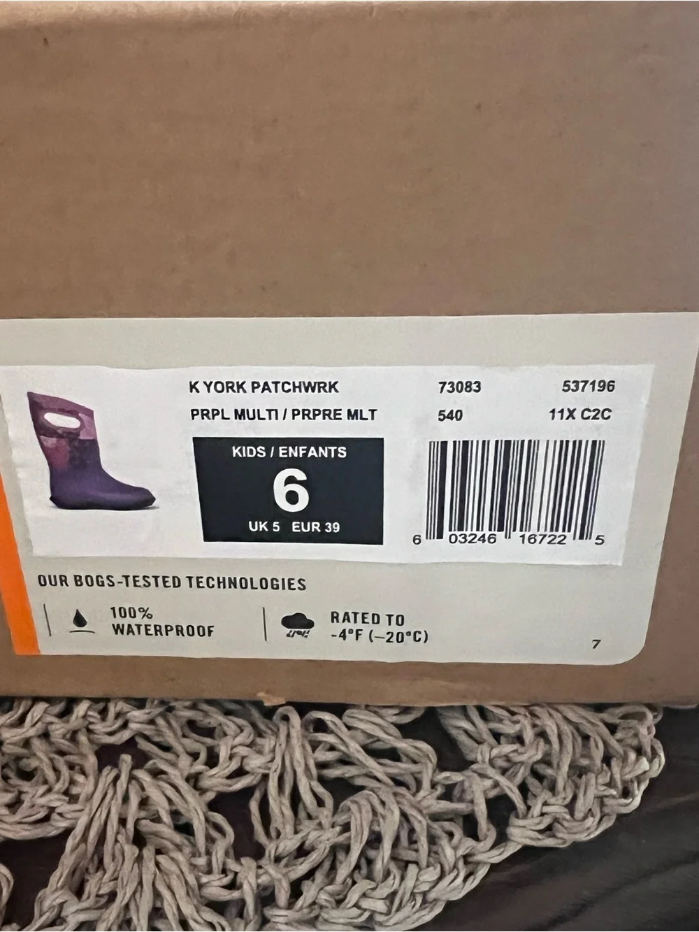 Bogs Purple Floral Patchwork Kids Winter Snow Boots youth 6
